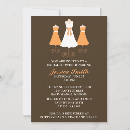 Bride en Bridal Party Gowns Wedding Shower Kaart (Voorkant)