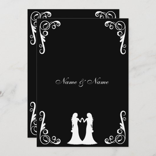 Bride en Bride Lesbian Wedding Invite Kaart (Voorkant / Achterkant)