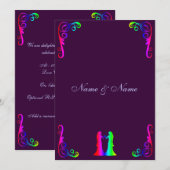 Bride en Bride - Regenboog en Paarse bruiloft Kaart (Voorkant / Achterkant)