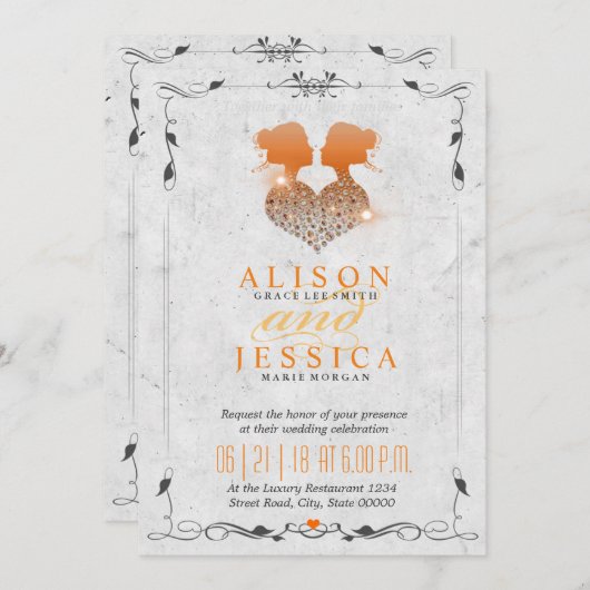 Bride en Bride - Two Brides Wedding - Lesbian Kaart (Voorkant / Achterkant)