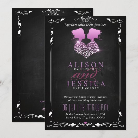 Bride en Bride - Two Brides Wedding - Lesbian Kaart (Voorkant / Achterkant)