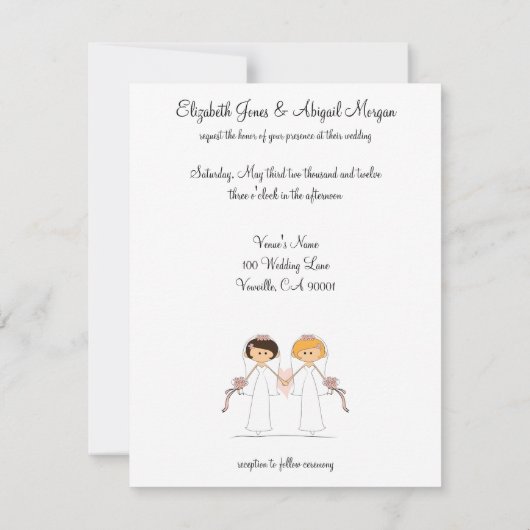 Bride en Bride Wedding Kaart (Achterkant)