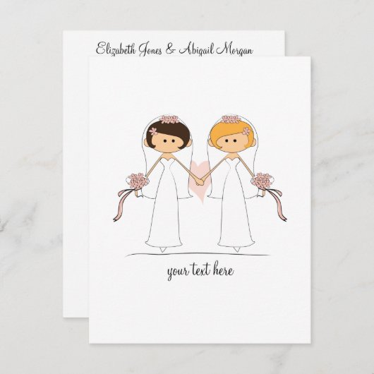 Bride en Bride Wedding Kaart (Voorkant / Achterkant)