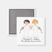 Bride en Bride Wedding Magnet Favors (Voorkant / Achterkant)