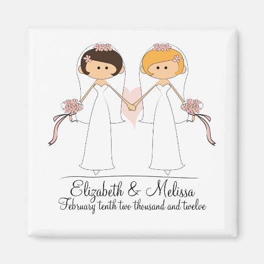 Bride en Bride Wedding Magnet Favors (Voorkant)