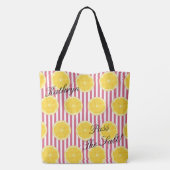 BRIDE en Bridesmaid Sinaasappels & Nantucket Red F Tote Bag (Achterkant)
