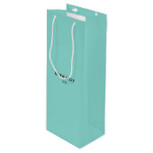 BRIDE en Bridesmaids Blauwgroen Blauw Gepersonalis Wijn Cadeautas (Voorkant Gekanteld)