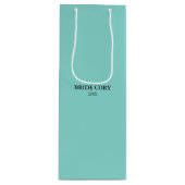 BRIDE en Bridesmaids Blauwgroen Blauw Gepersonalis Wijn Cadeautas (Voorkant)