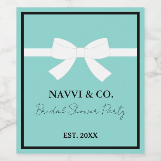 BRIDE en Bridesmaids Blauwgroen Blauwe Bridal Tiar Wijn Etiket (Enkel label)