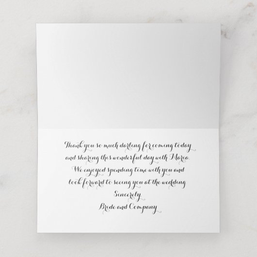 Bride en Bridesmaids Persoonlijk Dank u de Lijst v Plaatskaartje (Binnenkant ongevouwen)