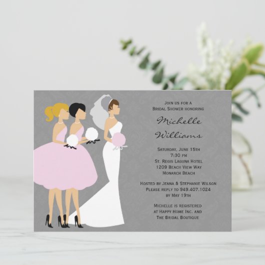 Bride en Bridesmaids - Uitnodiging (Staand voorkant)