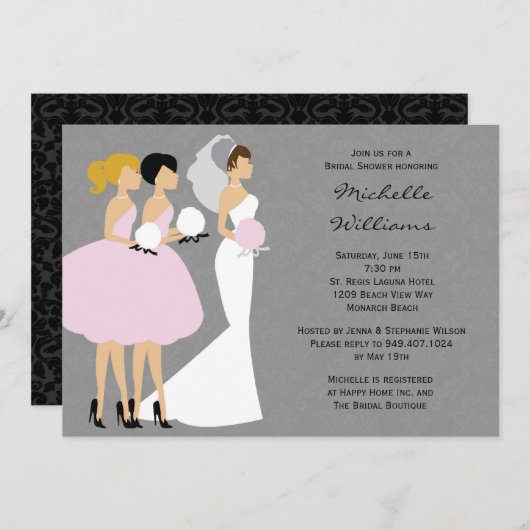 Bride en Bridesmaids - Uitnodiging (Voorkant / Achterkant)