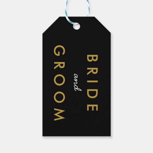 Bride en bruidebruiddag Gift Label Black Gold Cadeaulabel (Voorkant)