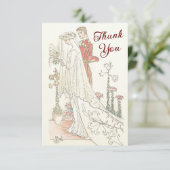  bride en bruidebruine bruiloft bedankkaart (Staand voorkant)