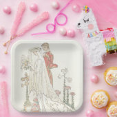  bride en bruidebruine bruiloft papieren bordje (Feest)