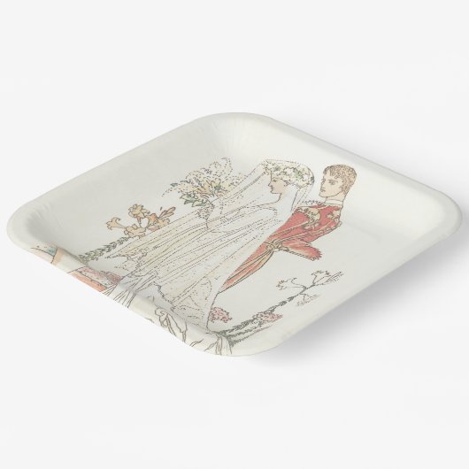  bride en bruidebruine bruiloft papieren bordje (Gebogen)