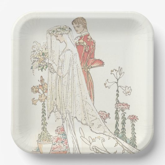  bride en bruidebruine bruiloft papieren bordje (Voorkant)