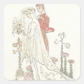  bride en bruidebruine bruiloft vierkante sticker (Voorkant)