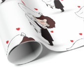 Bride en bruin met rood hart cadeaupapier (Rol Hoek)