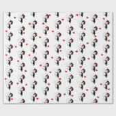 Bride en bruin met rood hart cadeaupapier (Vlak)