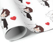 Bride en bruin met rood hart cadeaupapier (Rol Hoek)