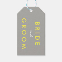 Bride- en bruinbruidingsdatum Gift Label Geel grij