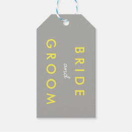 Bride- en bruinbruidingsdatum Gift Label Geel grij Cadeaulabel