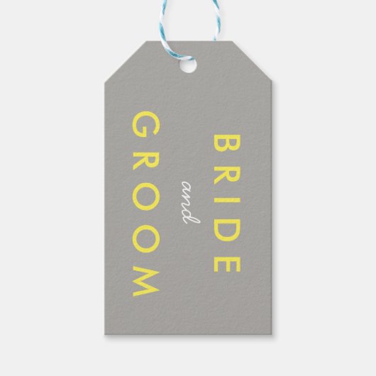 Bride- en bruinbruidingsdatum Gift Label Geel grij Cadeaulabel (Voorkant)