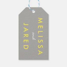 Bride- en bruinbruidingsdatum Gift Label Geel grij Cadeaulabel