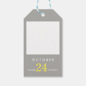 Bride- en bruinbruidingsdatum Gift Label Geel grij Cadeaulabel (Achterkant)