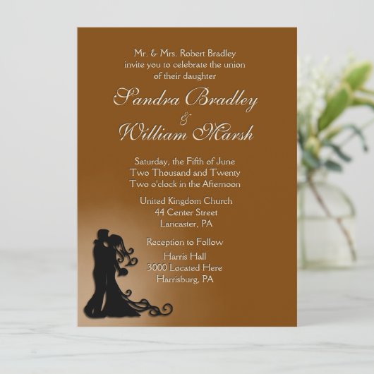 Bride en bruinchocolade kaart (Staand voorkant)