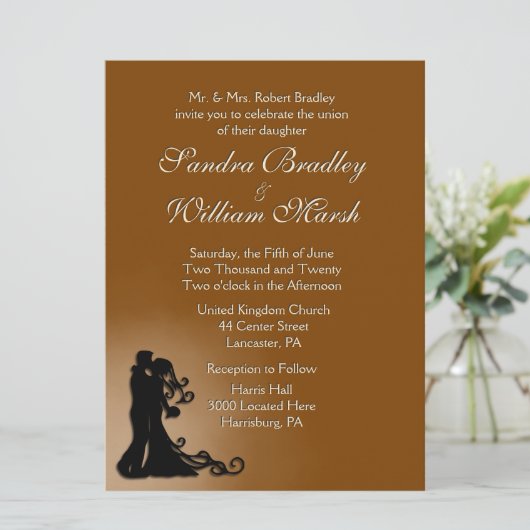 Bride en bruinchocolade kaart (Staand voorkant)