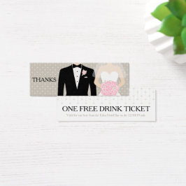 Bride- en bruinkoolbonenkaart voor gratis drink mini visitekaartjes