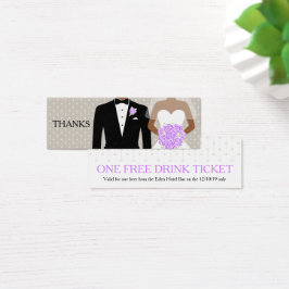 Bride- en bruinkoolbonenkaart voor gratis drink mini visitekaartjes