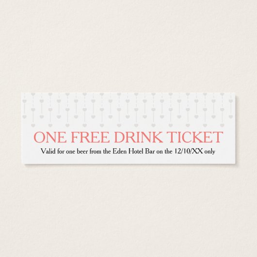 Bride- en bruinkoolbonenkaart voor gratis drink mini visitekaartjes (Achterkant)