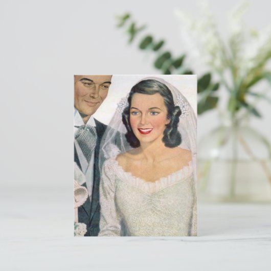  bride en bruom briefkaart (Staand voorkant)