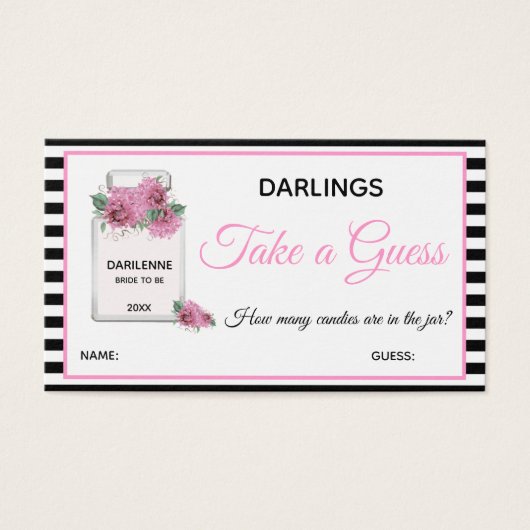 Bride en Familie Parisian Theme Shower Game Kaarte Visitekaartje (Voorkant)