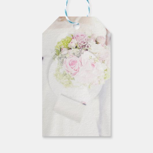 Bride en Flower Bouquet Editable Wedding Cadeaulabel (Achterkant)