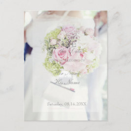 Bride en Flower Bouquet Wedding Aankondigingskaart