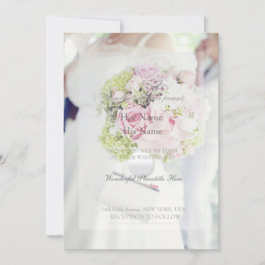 Bride en Flower Bouquet Wedding Kaart (Voorkant)