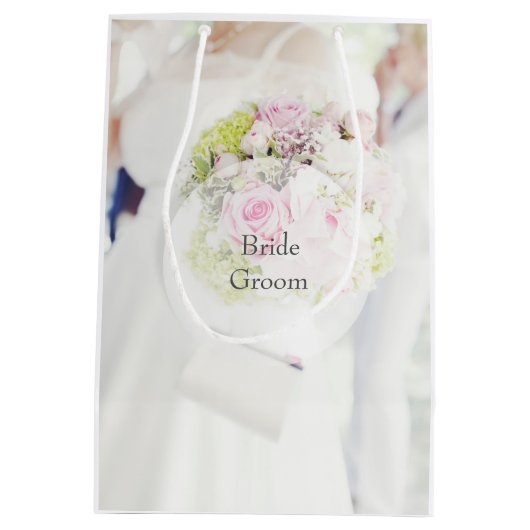 Bride en Flower Bouquet Wedding Medium Cadeauzakje (Achterkant)