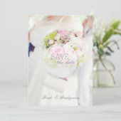 Bride en Flower Bouquet Wedding Save The Date (Staand voorkant)