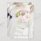 Bride en Flower Bouquet Wedding Save The Date (Voorkant / Achterkant)