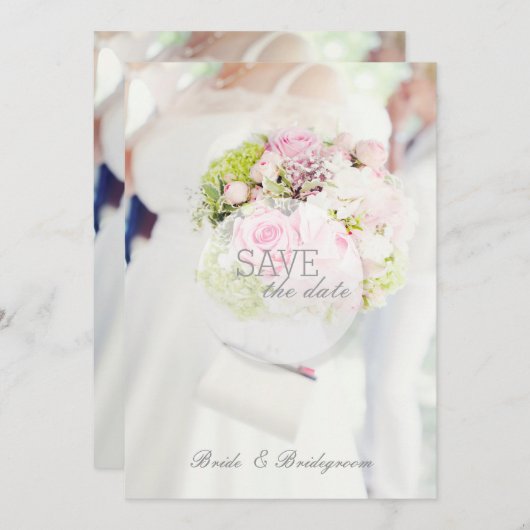 Bride en Flower Bouquet Wedding Save The Date (Voorkant / Achterkant)