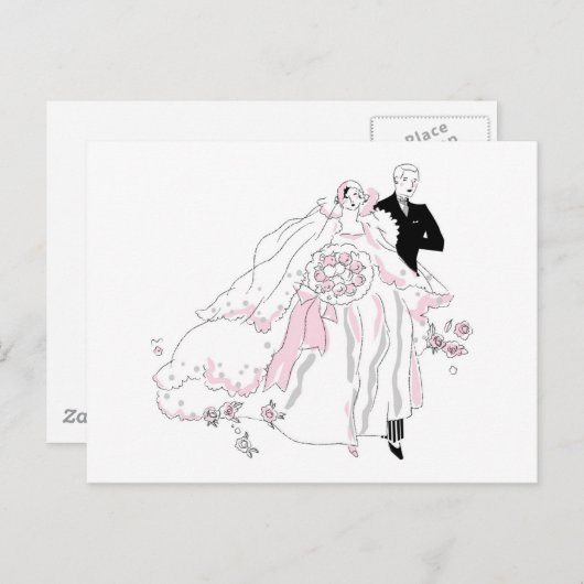 Bride en Groom 1920 Briefkaart (Voorkant / Achterkant)