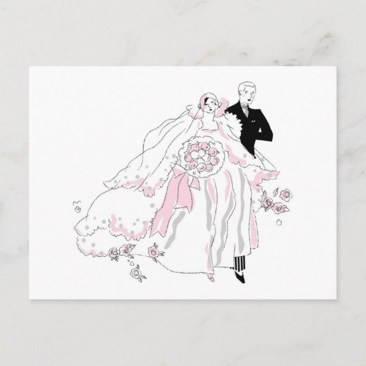 Bride en Groom 1920 Briefkaart (Voorkant)