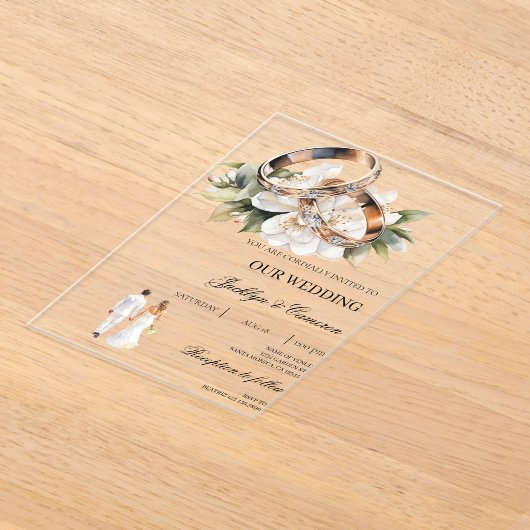 Bride en groom acryl uitnodigingen (Laagn)