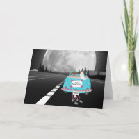 Bride en Groom-auto met volle maan