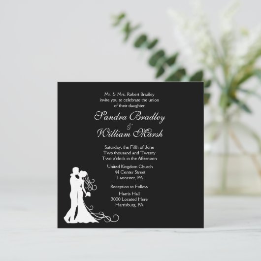 Bride en Groom Black en White Kaart (Staand voorkant)