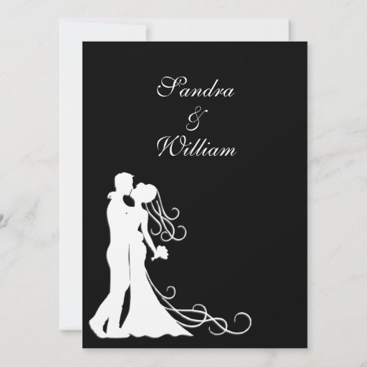 Bride en Groom Black White Wedding Kaart (Achterkant)